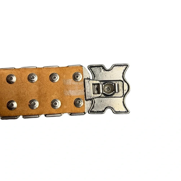 In Transit Soft Leather & Metal Waist Belt Grunge Western Belt Made in France - Picture 9 of 9